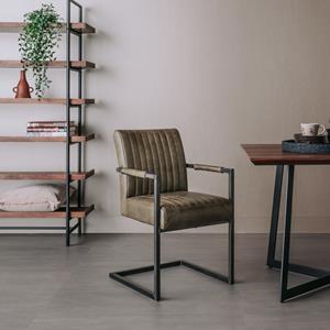 Tower Living Eetkamerstoel Ferro met armleuning - groen