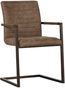 Bas eetkamerstoel leerlook taupe