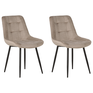 BELIANI Eetkamerstoel set van 2 fluweel taupe MELROSE