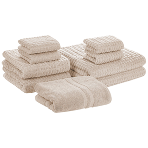 BELIANI Handdoek set van 9 katoen beige ATAI