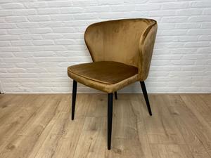 Industrielemeubelshop Eetkamerstoel Oslo goud velvet