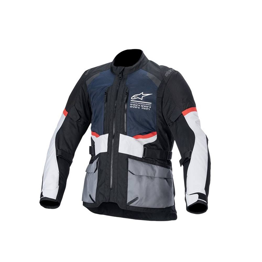 ALPINESTARS Andes Air Drystar Jacket, Textiel motorjas heren, Diep Blauw-Zwart-Ice Grijs