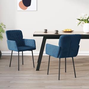 vidaxl Eetkamerstoelen 2 st fluweel blauw