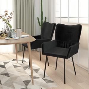vidaXL Eetkamerstoelen 2 st fluweel zwart