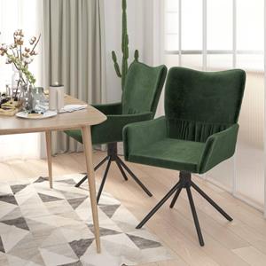 vidaXL Eetkamerstoelen draaibaar 2 st fluweel donkergroen