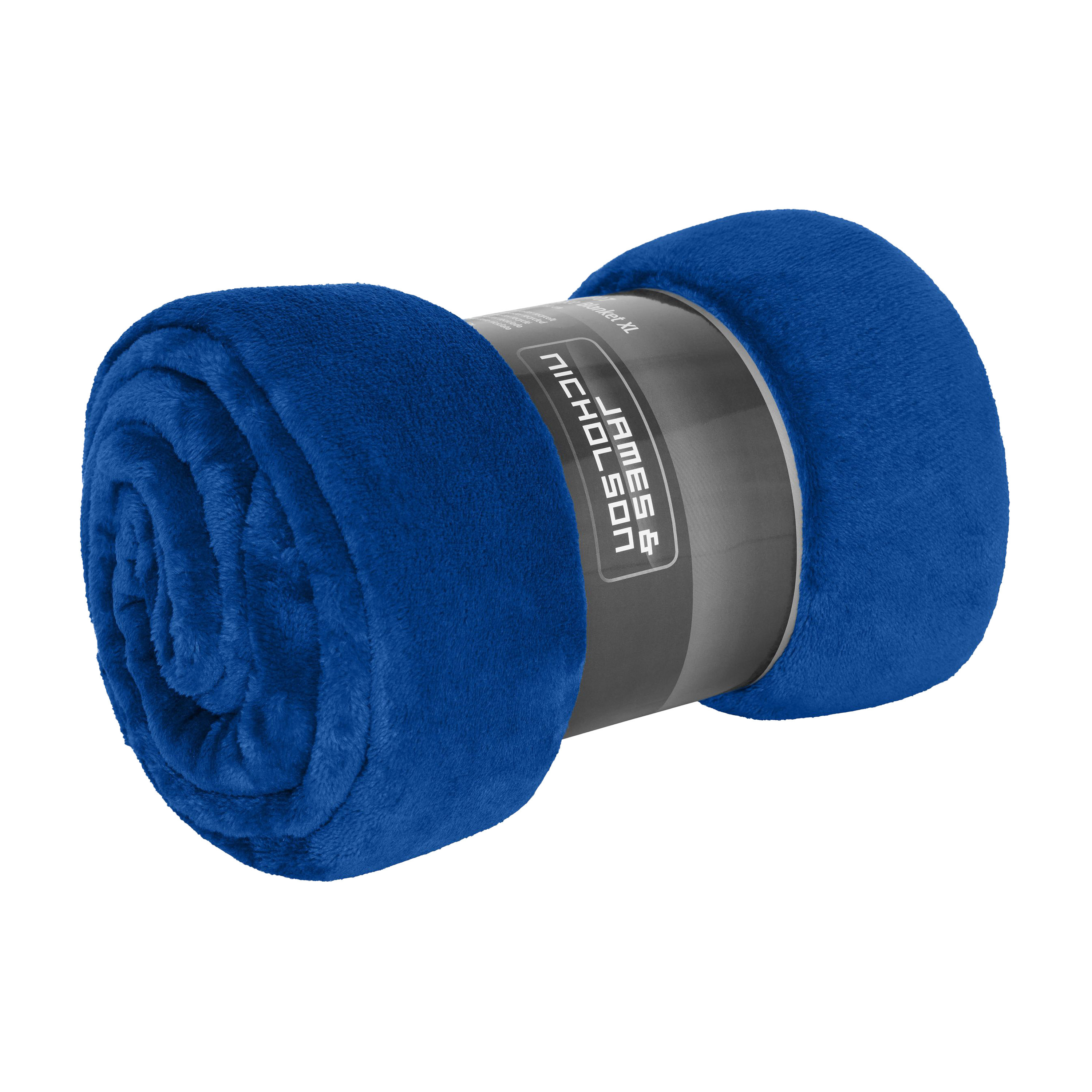 James & Nicholson Fleece deken/plaid - zacht polyester - blauw - 180 x 130 cm - formaat -