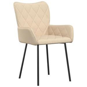 vidaXL Eetkamerstoelen 2 st stof crèmekleurig
