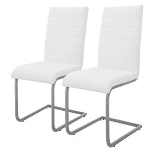 2er Set Esszimmerstuhl mit Rückenlehne, Weiß, aus Kunstleder - Ml-design