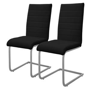 ML-Design 2er Set Esszimmerstuhl mit Rückenlehne, Schwarz, aus Kunstleder