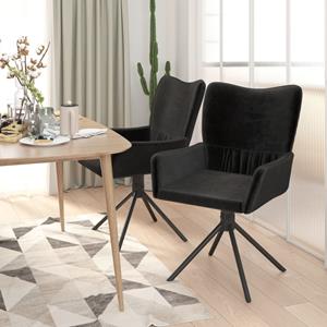 vidaXL Eetkamerstoelen draaibaar 2 st fluweel zwart
