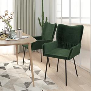 vidaXL Eetkamerstoelen 2 st fluweel donkergroen