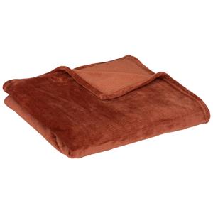 Atmosphera Fleece deken/fleeceplaid - terracotta - 125 x 150 cm - polyester - bankdeken -