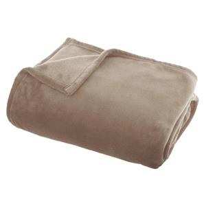 Atmosphera Fleece deken/fleeceplaid donker beige 125 x 150 cm polyester -