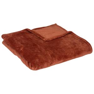 Atmosphera Fleece deken/fleeceplaid - terracotta - 130 x 180 cm - polyester - bankdeken -