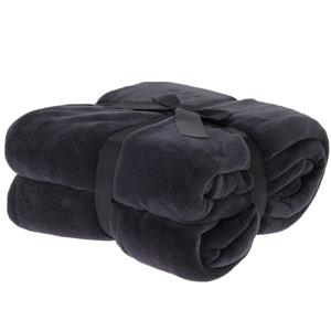 H&S Collection Polyester fleece deken/dekentje/plaid 180 x 230 cm antraciet grijs -