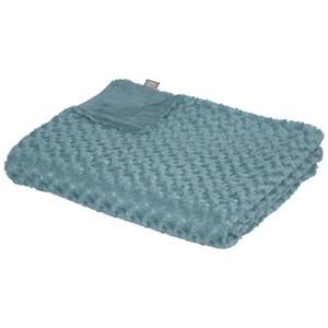 Atmosphera Sprei/deken/plaid - aqua blauw - polyester - 230 x 180 cm - geknoopt motief -