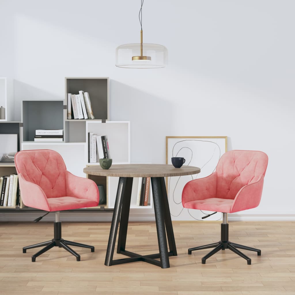 vidaxl Eetkamerstoelen draaibaar 2 st fluweel roze