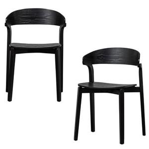 Woood Eetkamerstoel Cras - Hout - Zwart - Set van 2
