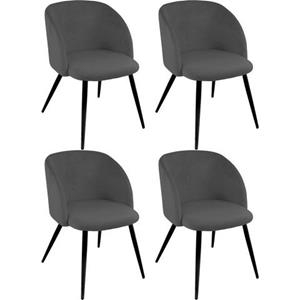 Paroli Stoel met armleuningen Dali (set van 2 of 4), met velours-overtrek en in 2 framekleuren (set)