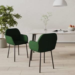 vidaxl Eetkamerstoelen 2 st fluweel donkergroen