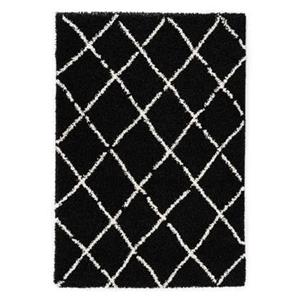 Boho&me Hoogpolig vloerkleed ruiten Habitat - zwart|wit - 60x110 cm