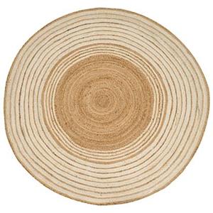 Beliani  MELEKLI - Laagpolig vloerkleed - Beige|Wit - ø 140 cm - Jute
