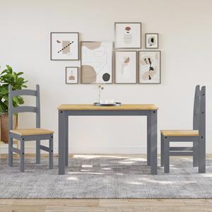 vidaXL Eetkamerstoelen 2 st 40x46x99 cm massief grenenhout grijs
