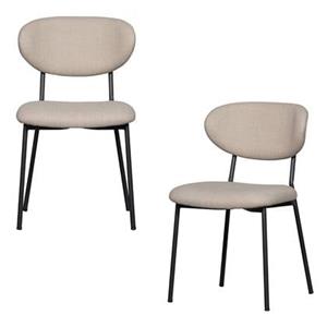 Woood Eetkamerstoel Kjeld - Polyester - Naturel - Set van 2