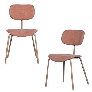 Woood Eetkamerstoel Link - Polyester - Roze - Set van 2