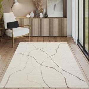 Merinos Vloerkleed Elio Japandi - Moderne laagpolig met hoog-diep-effect zacht abstract 3D-effect Crème-80 x 150 cm