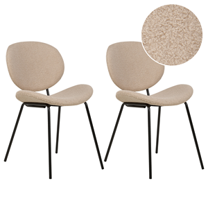 BELIANI Eetkamerstoel set van 2 bouclé taupe LUANA