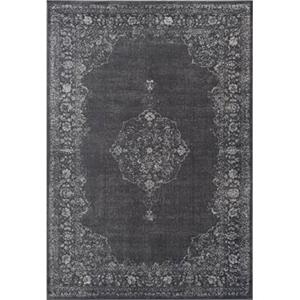 Interieur05 Vintage vloerkleed Ornament antraciet met franjes 195x300cm
