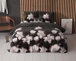 Sleeptime - Dark Flower Dekbedovertrek - Katoen - Zwart - 140 x 220