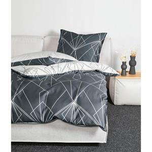 Janine Tweezijdig te gebruiken overtrekset J. D. 87054 in mt. 135x200, 155x220 of 200x200 cm Dekbedovertrek van katoen met grafisch motief, merkrits