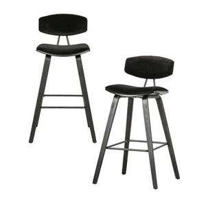 Woood Senn Barstoel - Fluweel - Zwart - Set van 2