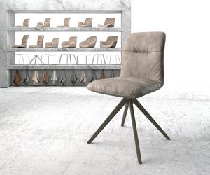 DELIFE Drehstuhl Vinjo-Flex Taupe Vintage Kreuzgestell breit Effektfinish Titan 360° drehbar