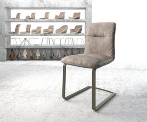 DELIFE Schwingstuhl Vinjo-Flex Taupe Vintage Freischwinger flach Effektfinish Titan