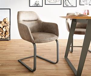 DELIFE Freischwinger Pejo-Flex Taupe Vintage Freischwinger flach Effektfinish Titan