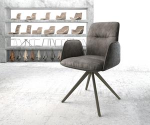DELIFE Drehstuhl Vinja-Flex Anthrazit Vintage Kreuzgestell breit Effektfinish Titan 360° drehbar