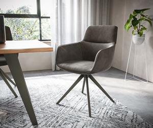 DELIFE Drehstuhl Pejo-Flex Anthrazit Vintage Kreuzgestell breit Effektfinish Titan 360° drehbar