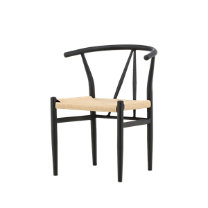 Nest living Bengt eetkamerstoel zwart - met rotan zitting