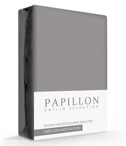 Papillon Satijn Hoeslaken  Grijs-180 x 220 cm