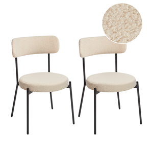BELIANI Eetkamerstoel Set van 2 Bouclé Lichtbeige ALLISON