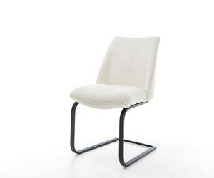 DELIFE Freischwinger Elso-Flex Bouclé Weiß Freischwinger flach Schwarz Taschenfederkern
