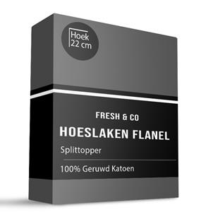 Fresh and Co Hoeslaken - 100% katoen flanel - Splittopper - 180x200 cm - Keuze Uit Meerdere Kleuren -  - 