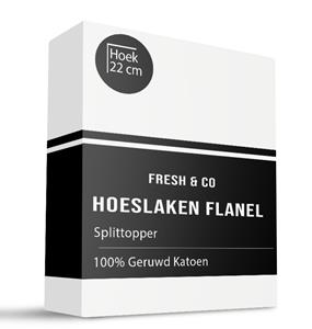 Fresh and Co Hoeslaken - 100% katoen flanel - Splittopper - 180x200 cm - Keuze Uit Meerdere Kleuren -  - 