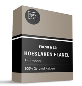 Fresh and Co Hoeslaken - 100% katoen flanel - Splittopper - 200x200 cm - Keuze Uit Meerdere Kleuren -  - 