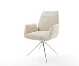 DELIFE Drehstuhl Zoa-Flex Cord Beige Kreuzgestell konisch Edelstahl 180° drehbar