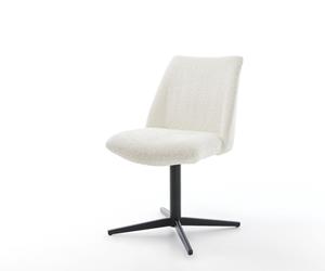 DELIFE Drehstuhl Elso-Flex Bouclé Weiß Fußkreuz Schwarz 360° drehbar Taschenfederkern