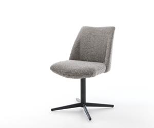DELIFE Drehstuhl Elso-Flex Bouclé Silbergrau Fußkreuz Schwarz 360° drehbar Taschenfederkern